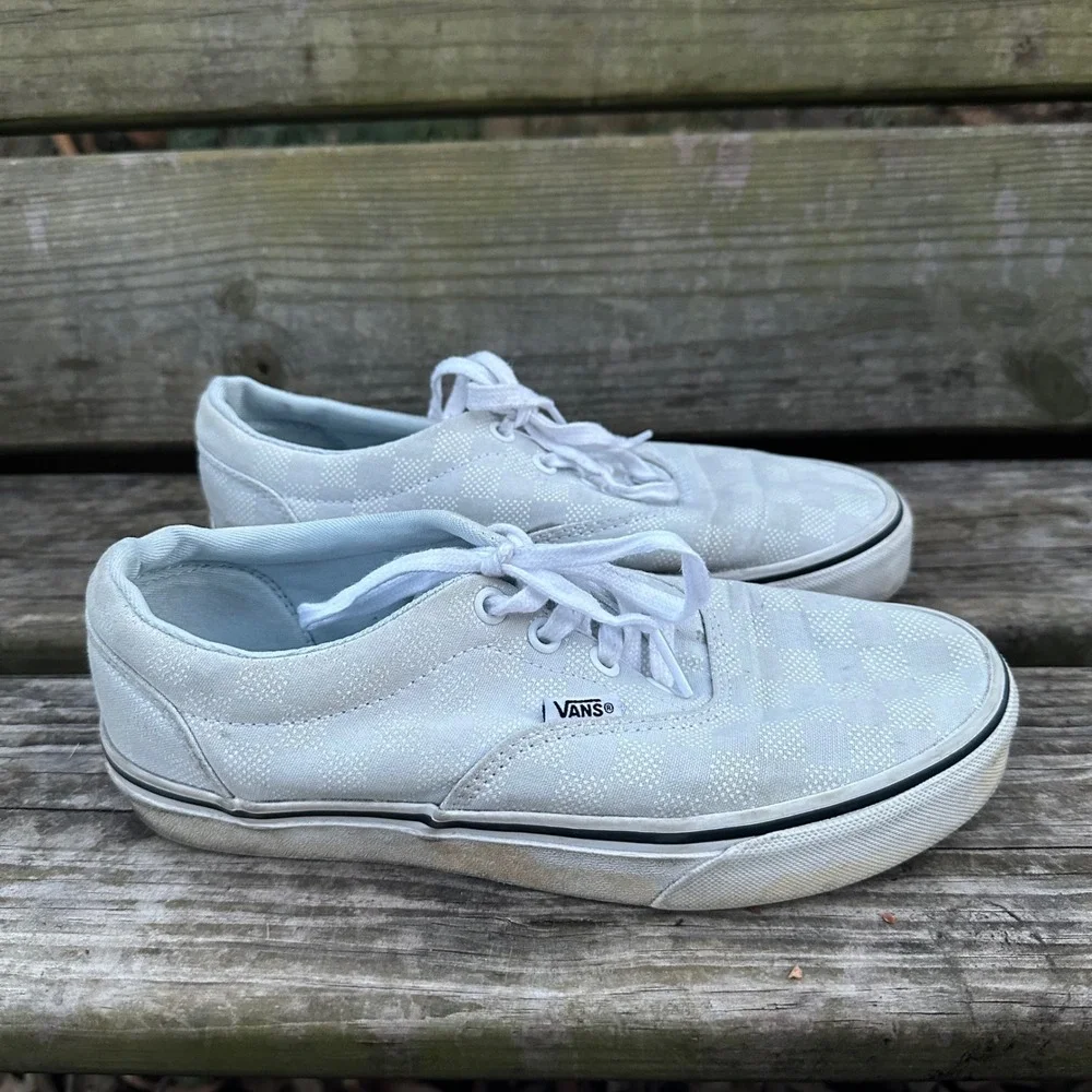 Vans Doheny Checker‎ Dot Sneakers Low Top Gray Blue Women Sz 7 Neutral Soft Girl